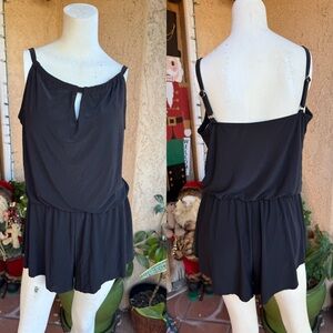 Aqua Green Black Swim Romper LARGE